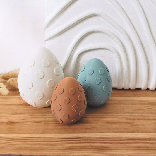 Easter Eggs with Polka Dots, Set of 3, Pastel Colors