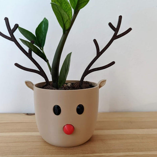 Reindeer Plant Pot, Christmas Decor, Lovely Holiday Gift for Plant Lovers, Cute Festive Planter, 3D Print