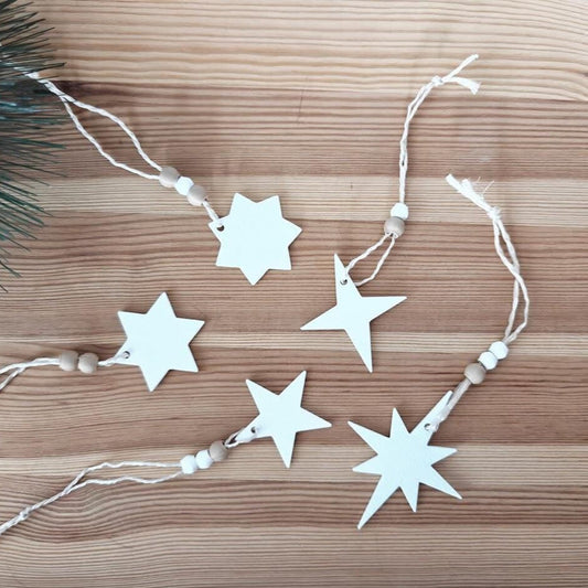 Minimalist Rustic Star Ornaments - Handmade Christmas Tree Decorations