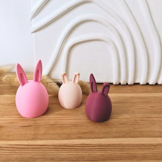 Bunny Figurines, Set of 3 Minimalist Nordic Scandinavian Decoration, Easter Egg Decor for Spring with Bunny Ears, 3d print