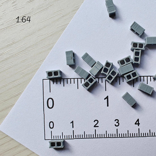 Cinder Block Miniatures, 1/64 Scale Concrete Blocks for Dioramas, Displays, Model Scenes, Crafts, Hobby Projects, 3D print