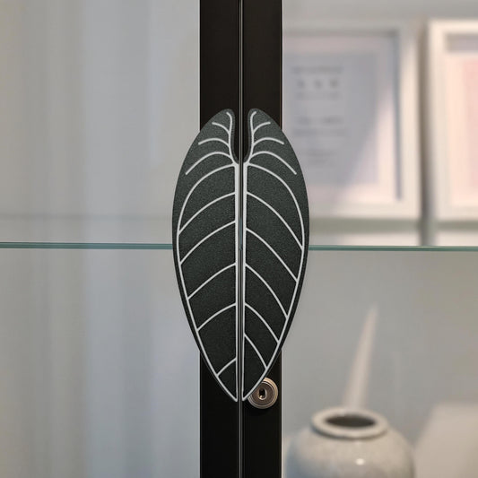 Slip-On Waro Leaf Handles for IKEA MILSBO & RUDSTA Cabinet, No Tools Needed, 3D Printed Anthurium Warocqueanum Plant Decor
