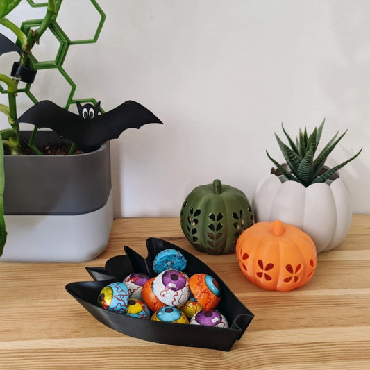 Bat & Ghost Treat Bowls, Halloween Candy Dishes, Small Snack Trays, 3D Printed Spooky Decor