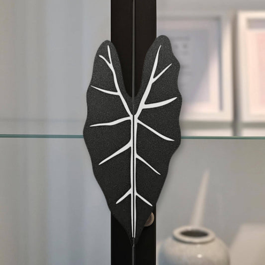 Slip-On Leaf Handles for IKEA MILSBO Cabinet, No Tools Needed, 3D Printed Alocasia Frydek Variegated Plant Decor