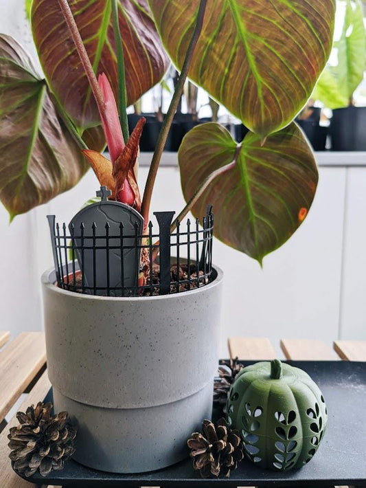 Planter Graveyard and Fence, Haunted Cemetery Scene for your Pot, Gravestones in Planters, 3D Printed