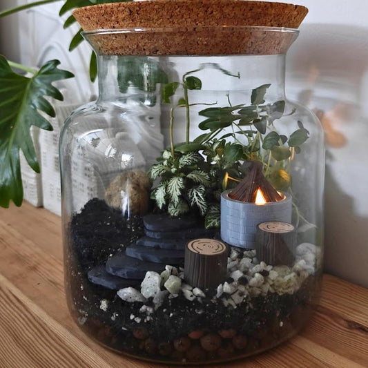 Mini Campfire for Terrariums, Logs & Fire Pit, 3D Printed Miniature Terrarium Decoration