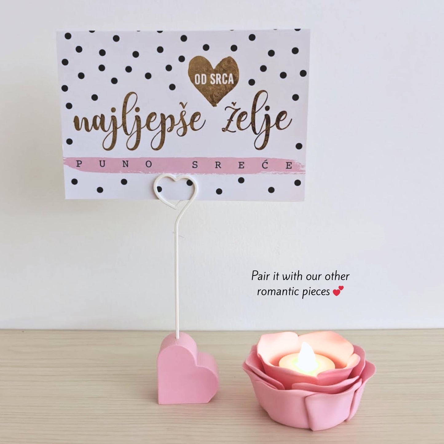 Heart-Shaped Card & Photo Holders, Romantic Desk Decor, Valentine's Gift Display