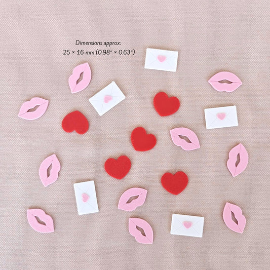 Valentine's Confetti, Hearts, Lips & Love Letters, 3D Printed Table Scatter, Valentine Decor, Romantic Party Details, Gift Wrapping