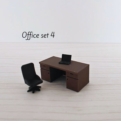 Minijaturni set uredskog namještaja u mjerilu 1/64 