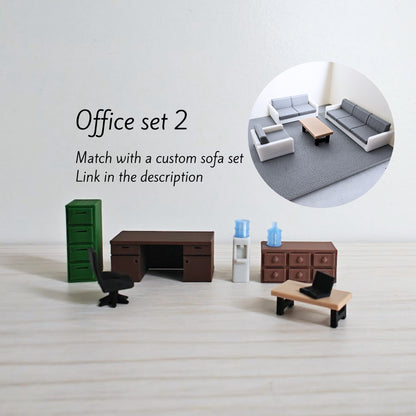 Minijaturni set uredskog namještaja u mjerilu 1/64 