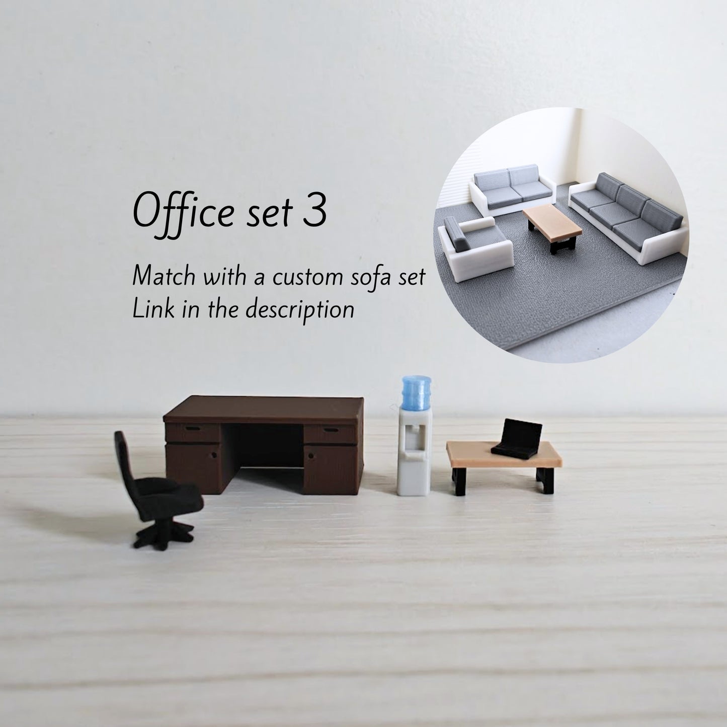 Minijaturni set uredskog namještaja u mjerilu 1/64 