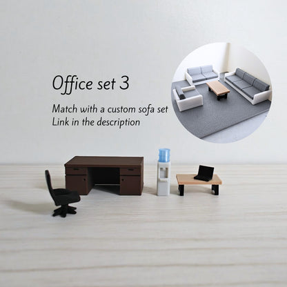 Minijaturni set uredskog namještaja u mjerilu 1/64 