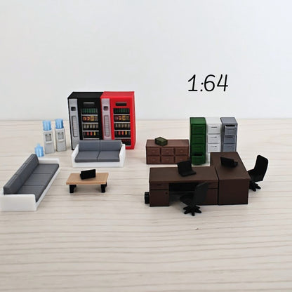 Minijaturni set uredskog namještaja u mjerilu 1/64 