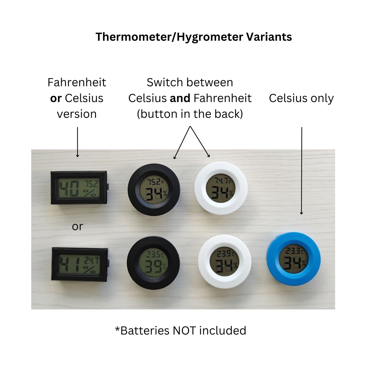Termometar i higrometar – magnetski nosač u obliku kapljice ili lista
