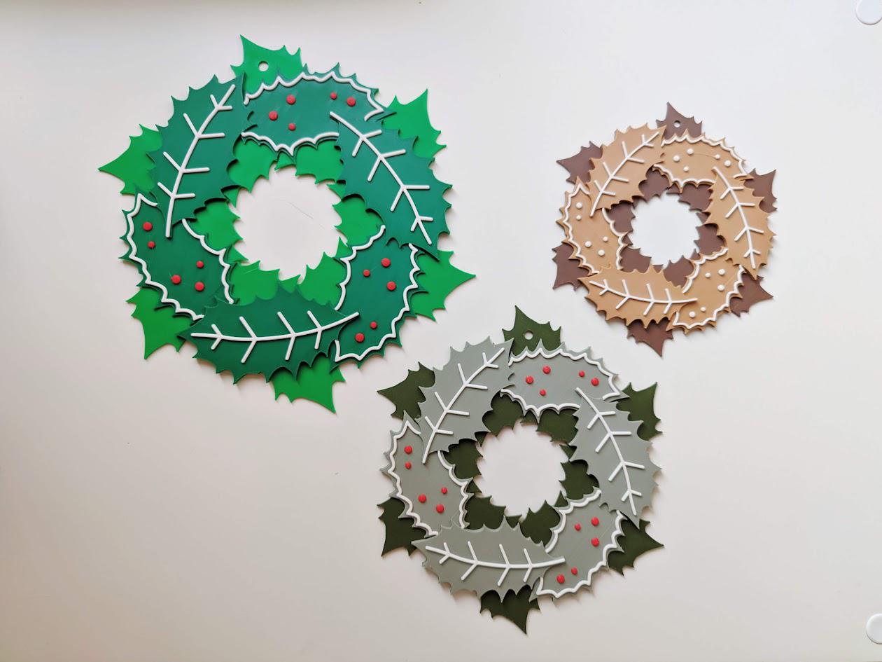 Christmas Wreath Garland Decor for Door or Wall with Mistletoe details, Holiday Decoration, 3d print