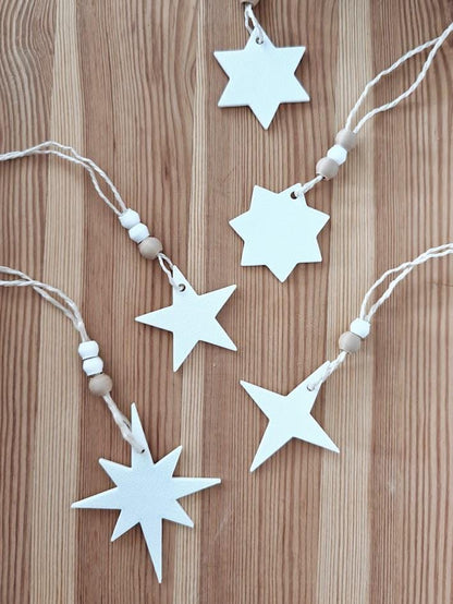 Minimalist Rustic Star Ornaments, Handmade Christmas Tree Decorations, for Holidays Decor or Gift Wrapping, Set of 5 pcs, 3d print