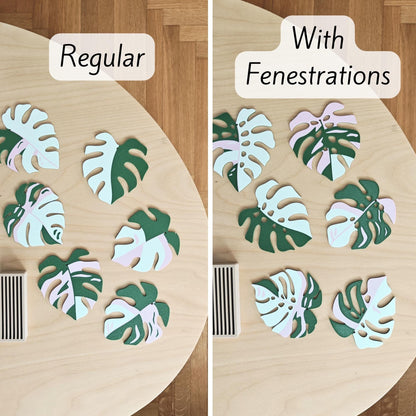 Monstera Leaf Coaster Set, Monstera Coasters with Holder, 3D printed Table Decor, Variegated Plant