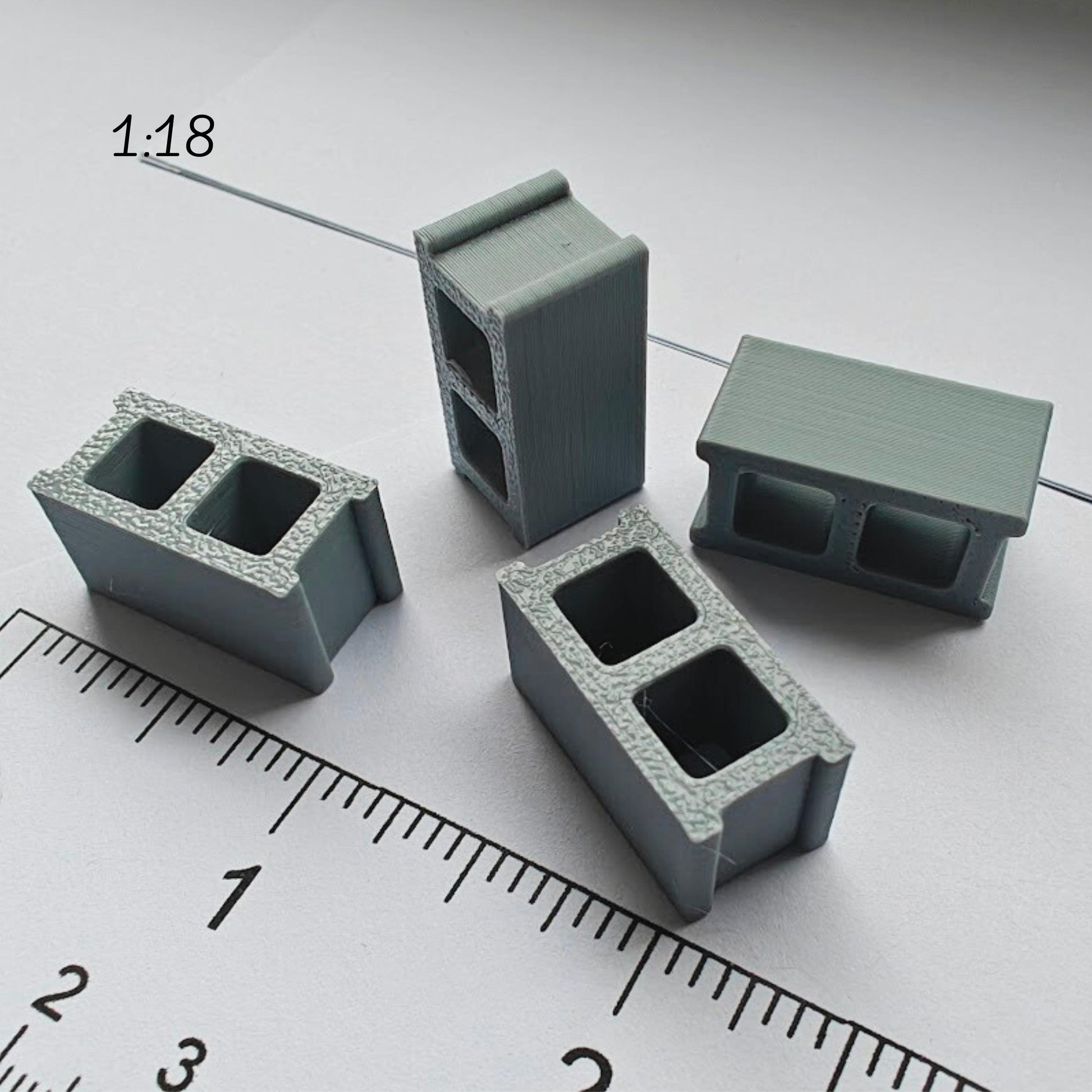 Cinder Block Miniatures, 1/18 Scale Concrete Blocks for Dioramas, Displays, Model Scenes, Crafts, Hobby Projects, 3D print