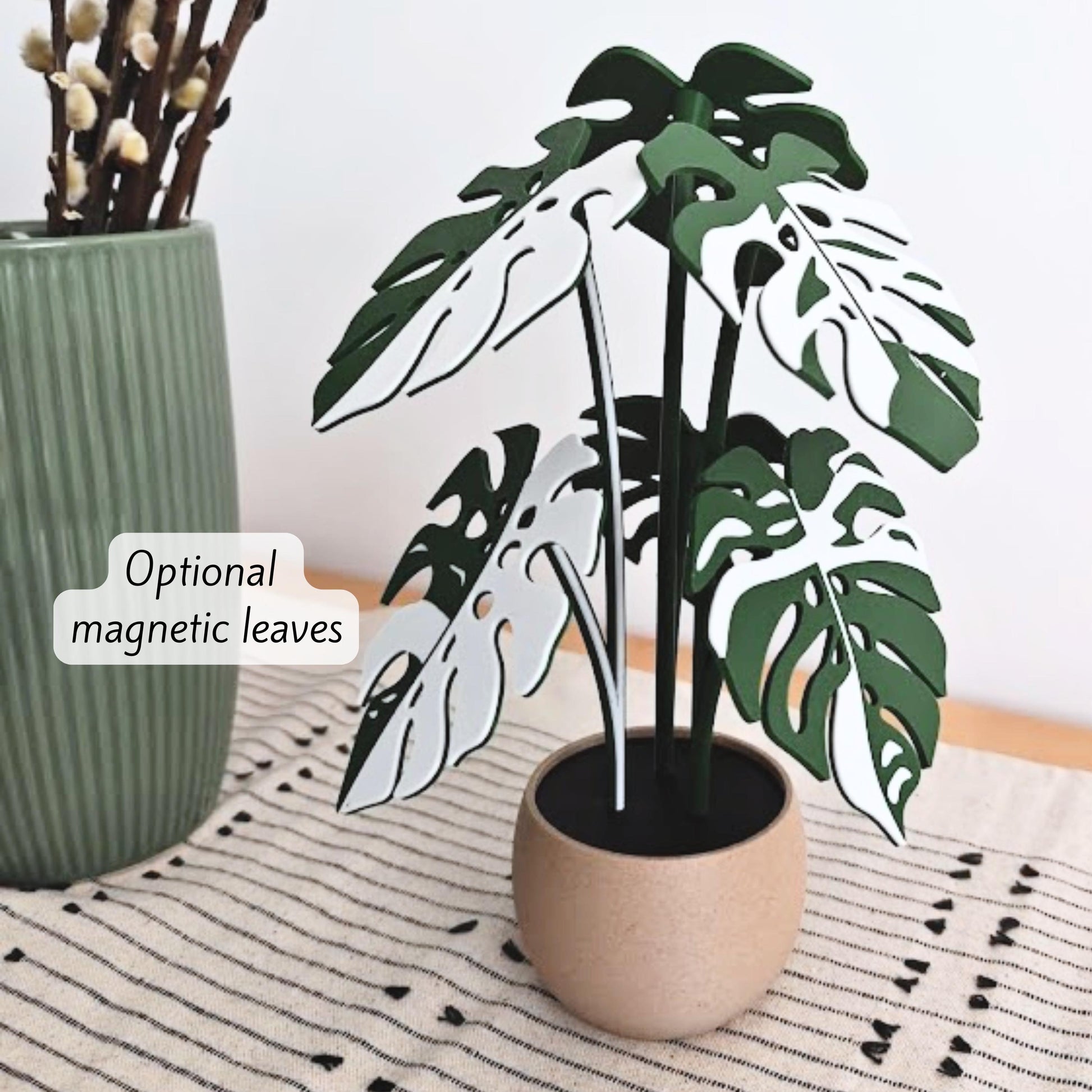 Monstera Coaster Plant, Two-Toned MAGNETIC Leaves with Inner Fenestrations, Coaster Set Gift for Plant Lovers, 3D printed Coasters