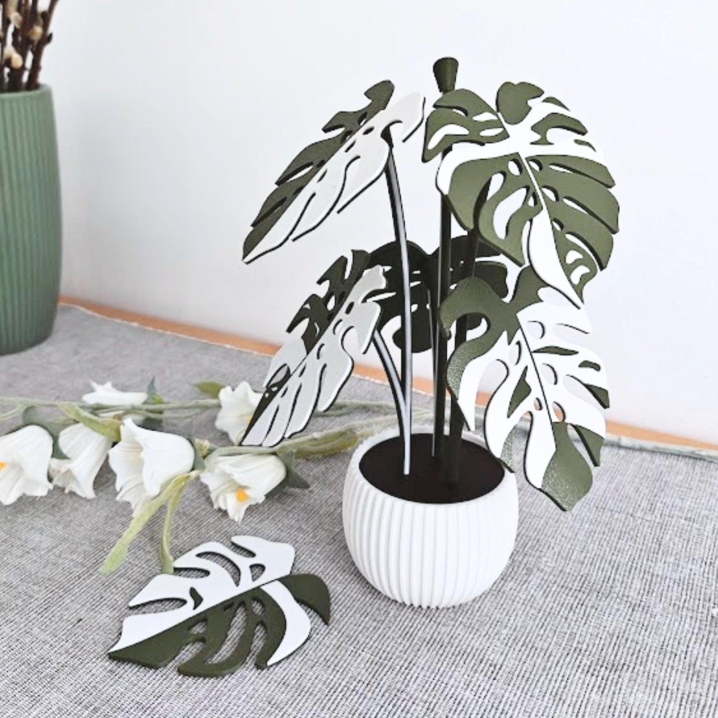 Monstera Coaster Plant, Two-Toned MAGNETIC Leaves with Inner Fenestrations, Coaster Set Gift for Plant Lovers, 3D printed Coasters