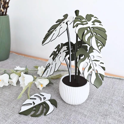 Monstera Coaster Plant, Two-Toned MAGNETIC Leaves with Inner Fenestrations, Coaster Set Gift for Plant Lovers, 3D printed Coasters