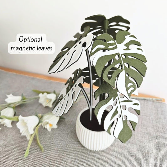 Monstera Coaster Plant, Two-Toned MAGNETIC Leaves with Inner Fenestrations, Coaster Set Gift for Plant Lovers, 3D printed Coasters