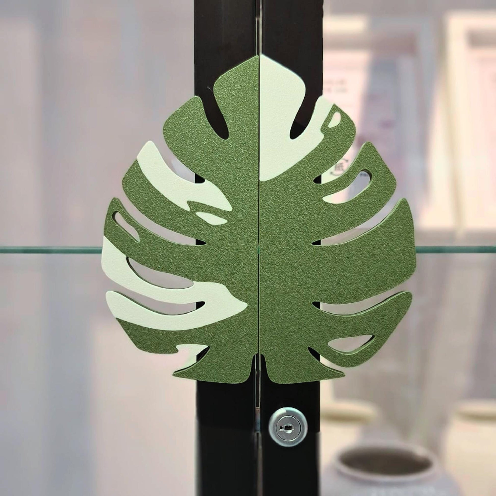 Slip-On Monstera Leaf Handles for IKEA MILSBO Cabinet, No Tools Needed, 3D Printed Variegated Plant Decor