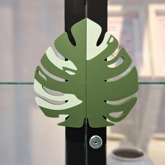 Slip-On Monstera Leaf Handles for IKEA MILSBO Cabinet, No Tools Needed, 3D Printed Variegated Plant Decor