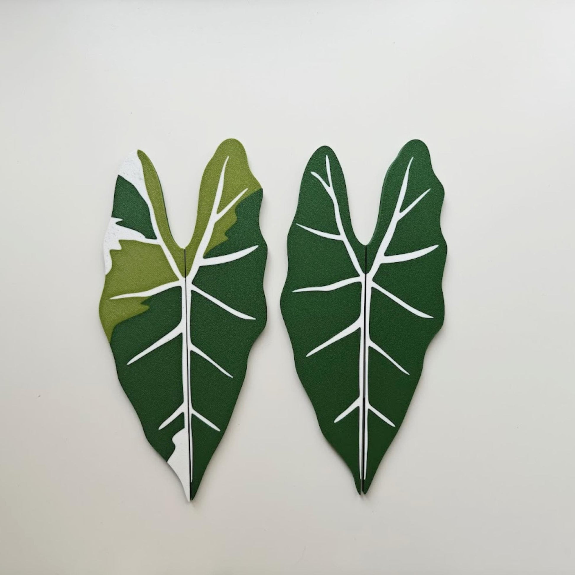 Slip-On Leaf Handles for IKEA MILSBO Cabinet, No Tools Needed, 3D Printed Alocasia Frydek Variegated Plant Decor