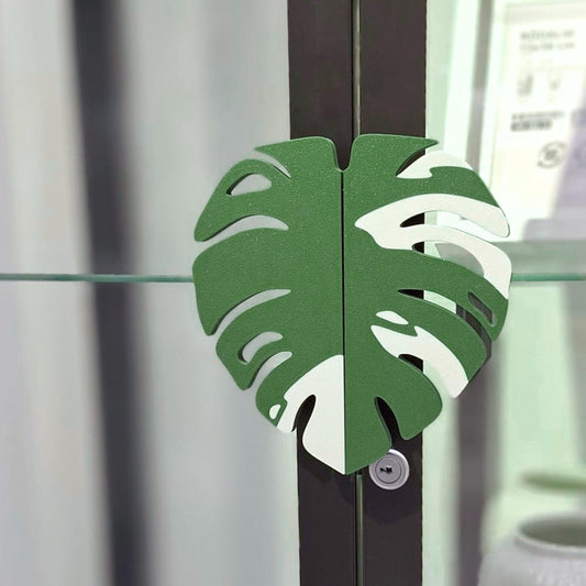 Slip-On Monstera Leaf Handles for IKEA MILSBO Cabinet, No Tools Needed, 3D Printed Variegated Plant Decor