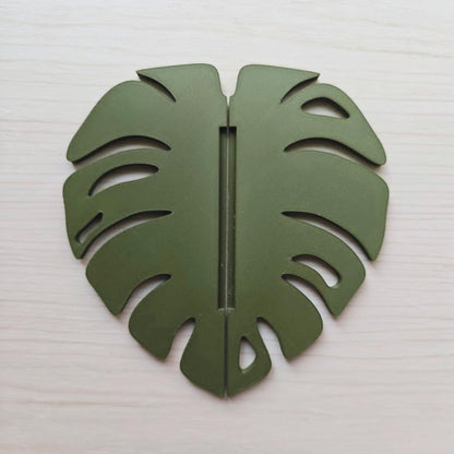 Slip-On Monstera Leaf Handles for IKEA MILSBO Cabinet, No Tools Needed, 3D Printed Variegated Plant Decor