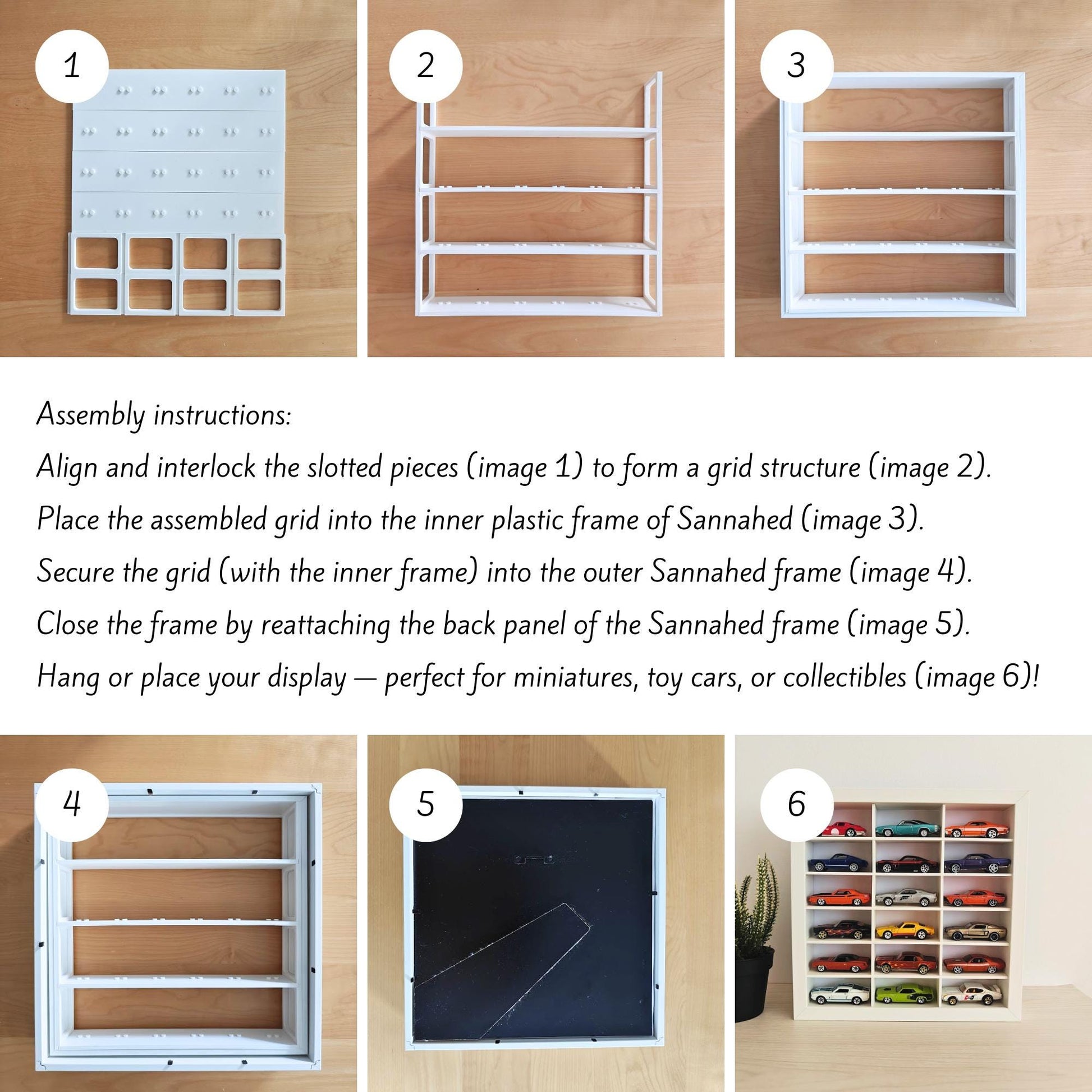 Grid Inserts for IKEA Sannahed Frame, Lego Figurine Display Organizer, 3D printed Inlay