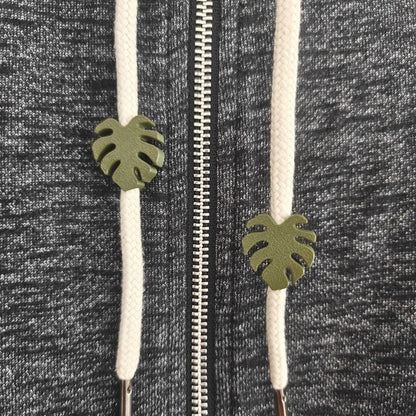 Monstera Drawstring Charms, Leaf Hoodie & Sweatpants Accessories, 3D Printed Clothing Add-Ons