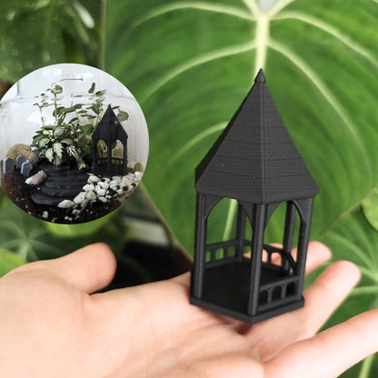Mini Gothic Gazebo for Terrariums, Haunted Terrarium Decor, Spooky Garden House, 3D Printed