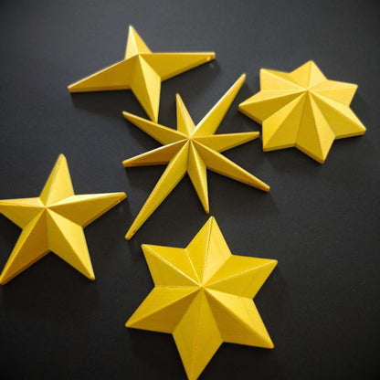 Star Ornaments, 3D Printed Wall & Tree Decorations, Retro Holiday Decor, Mid Century Starburst Wall Art, Gift Wrapping