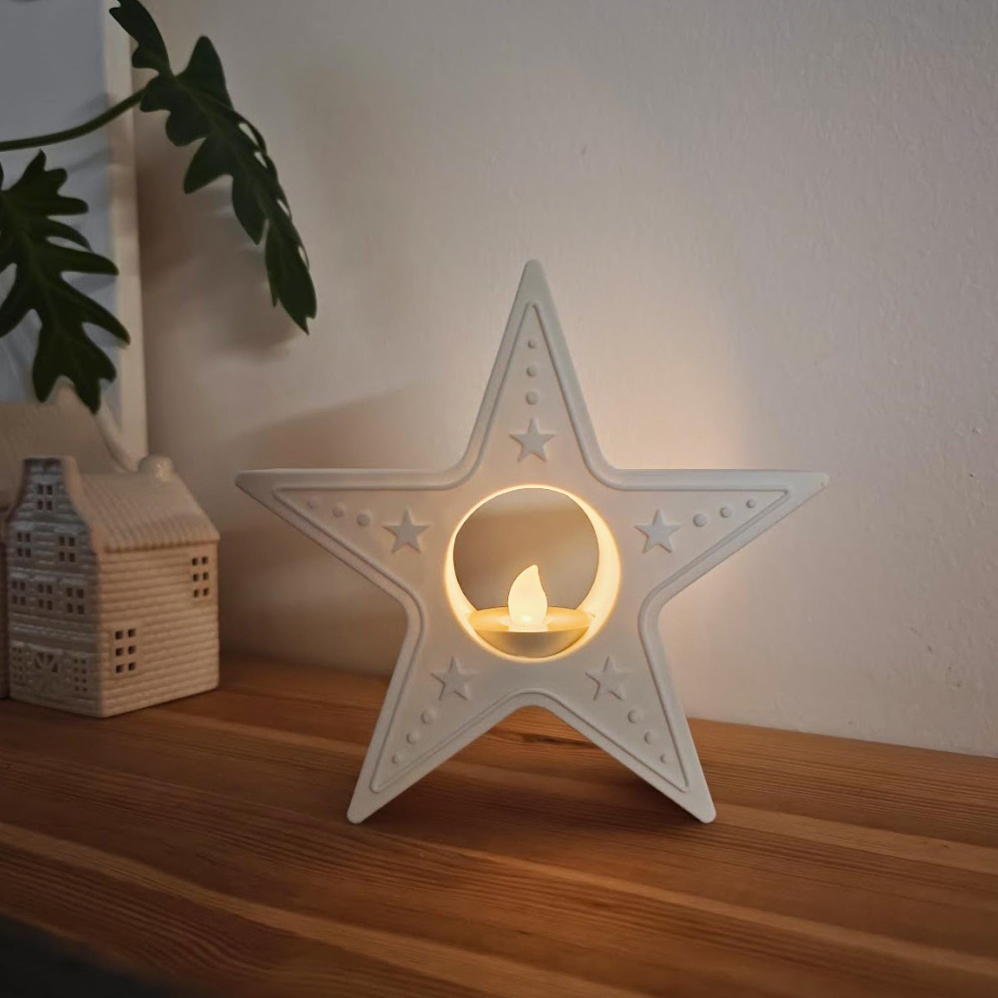 Star Tealight Candle Holder, 3D Printed Christmas & Winter Holiday Decor, Christmas Decoration for LED Tealights