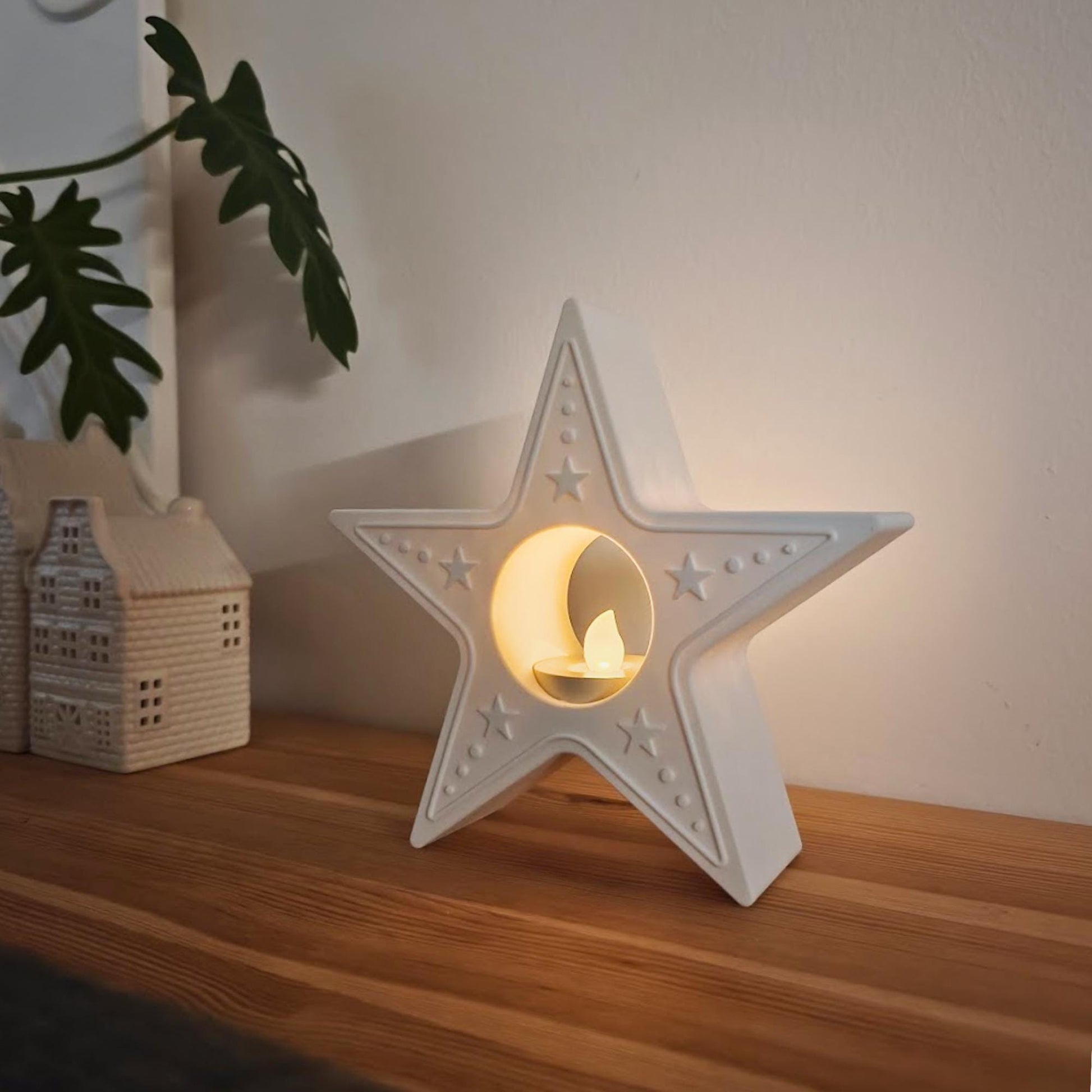 Star Tealight Candle Holder, 3D Printed Christmas & Winter Holiday Decor, Christmas Decoration for LED Tealights