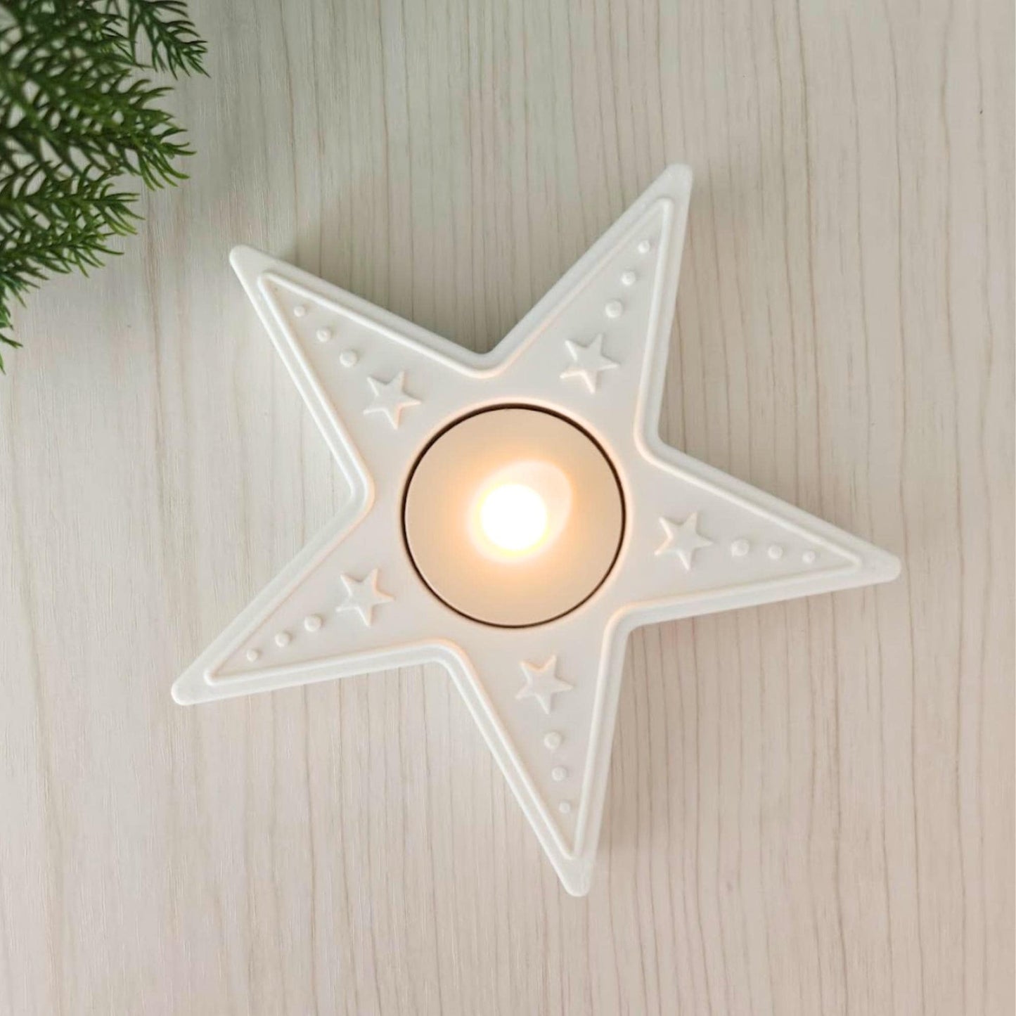 Star Tealight Candle Holder, 3D Printed Christmas & Winter Holiday Decor, Christmas Decoration for LED Tealights