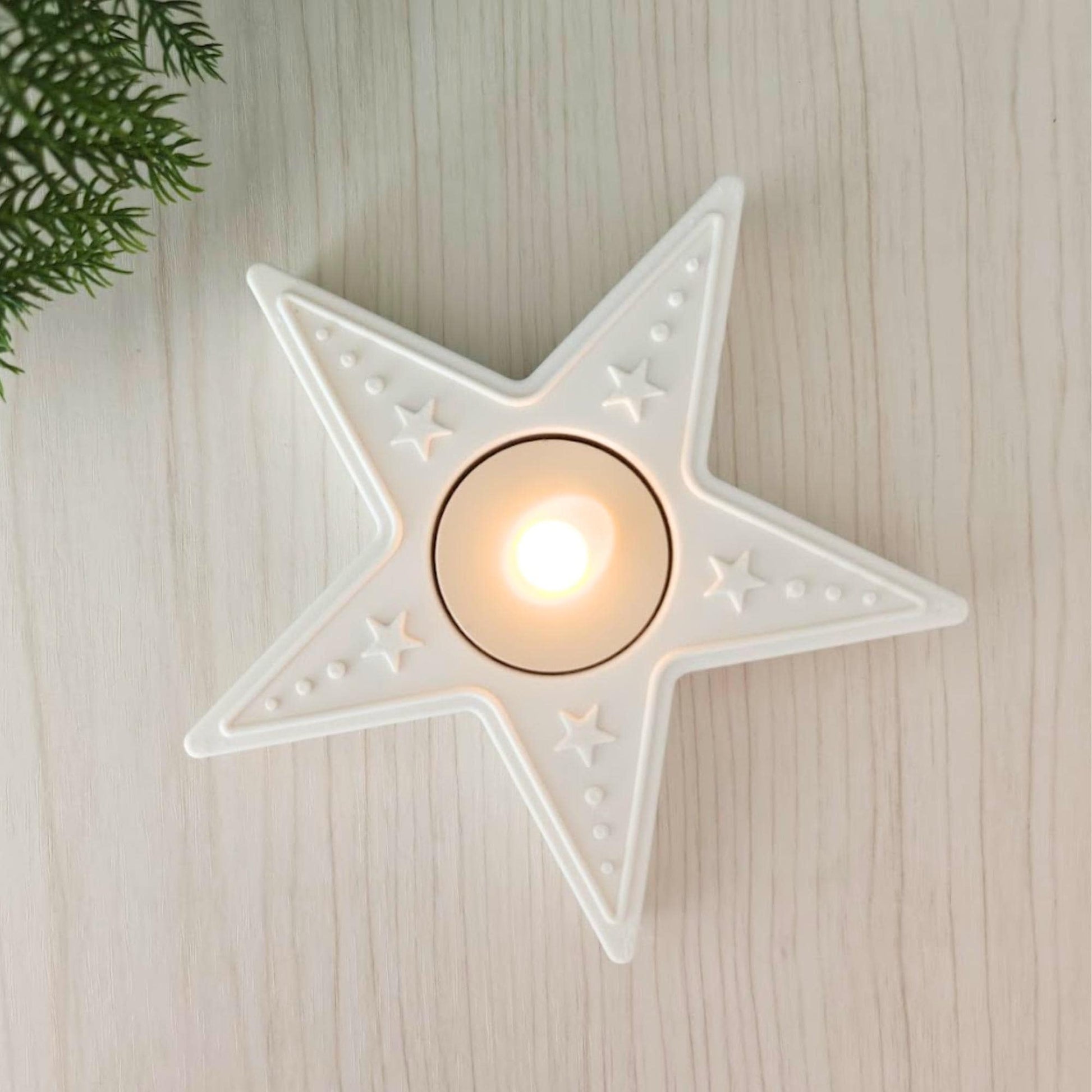 Star Tealight Candle Holder, 3D Printed Christmas & Winter Holiday Decor, Christmas Decoration for LED Tealights