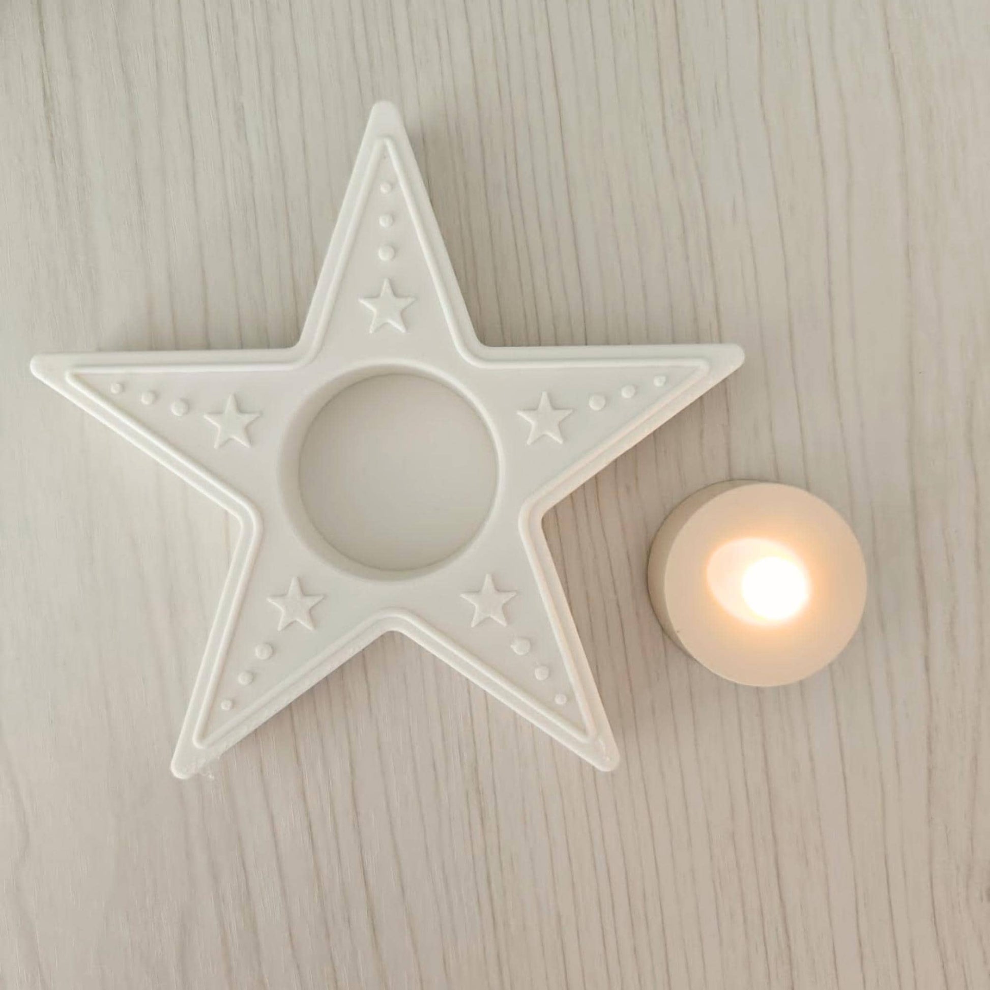 Star Tealight Candle Holder, 3D Printed Christmas & Winter Holiday Decor, Christmas Decoration for LED Tealights