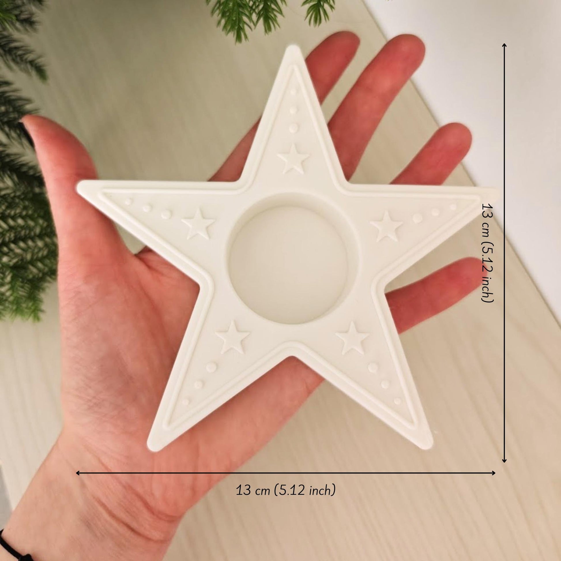 Star Tealight Candle Holder, 3D Printed Christmas & Winter Holiday Decor, Christmas Decoration for LED Tealights