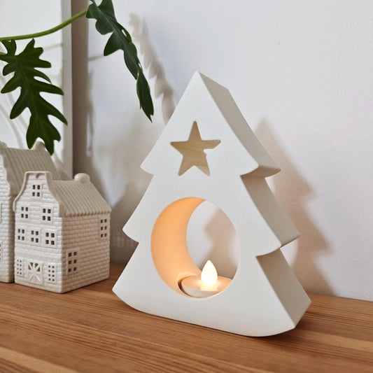 Christmas Tree Tealight Holder, Festive Holiday LED Candle Shade, Winter Wonderland Decor for LED Tealights