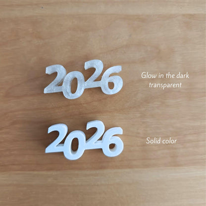 2026 Drawstring Charms 2 pcs, New Year Hoodie Cord Accessories, Glow-in-the-Dark or Solid Colors, 3D print