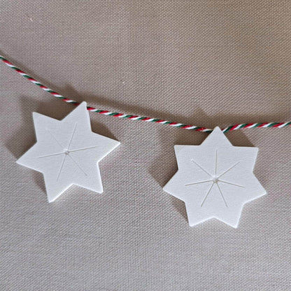 Hanging Stars, Set of 5, 3D Printed Holiday Garland Ornaments, Minimalist Christmas Tree Decor, Scandinavian Style