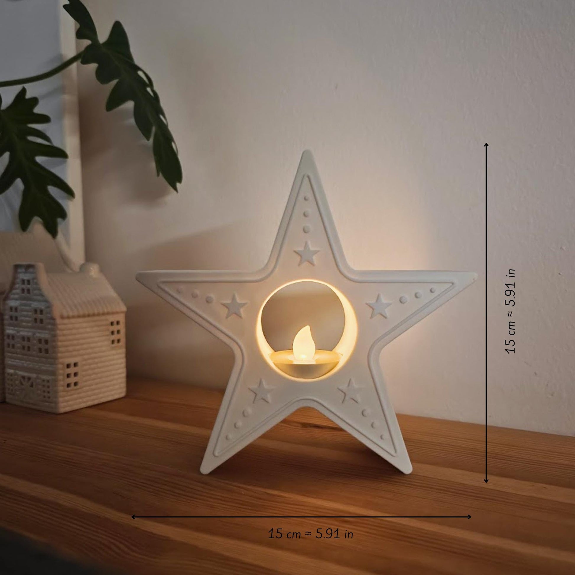 Star Tealight Candle Holder, 3D Printed Christmas & Winter Holiday Decor, Christmas Decoration for LED Tealights