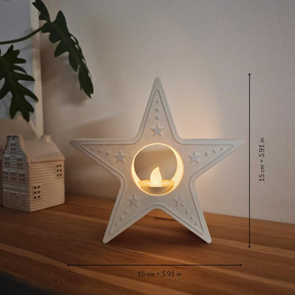 Star Tealight Candle Holder, 3D Printed Christmas & Winter Holiday Decor, Christmas Decoration for LED Tealights