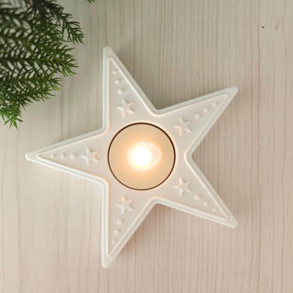Star Tealight Candle Holder, 3D Printed Christmas & Winter Holiday Decor, Christmas Decoration for LED Tealights
