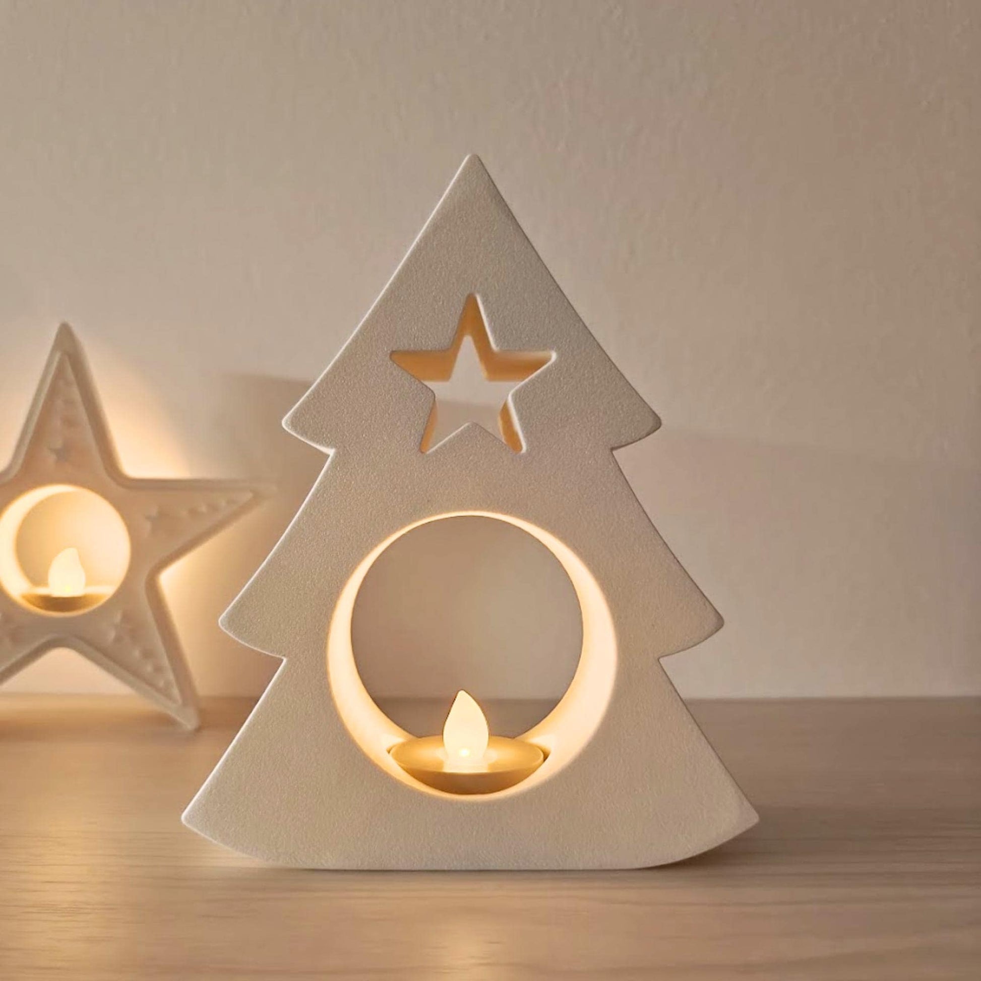 Christmas Tree Tealight Holder, Festive Holiday LED Candle Shade, Winter Wonderland Decor for LED Tealights