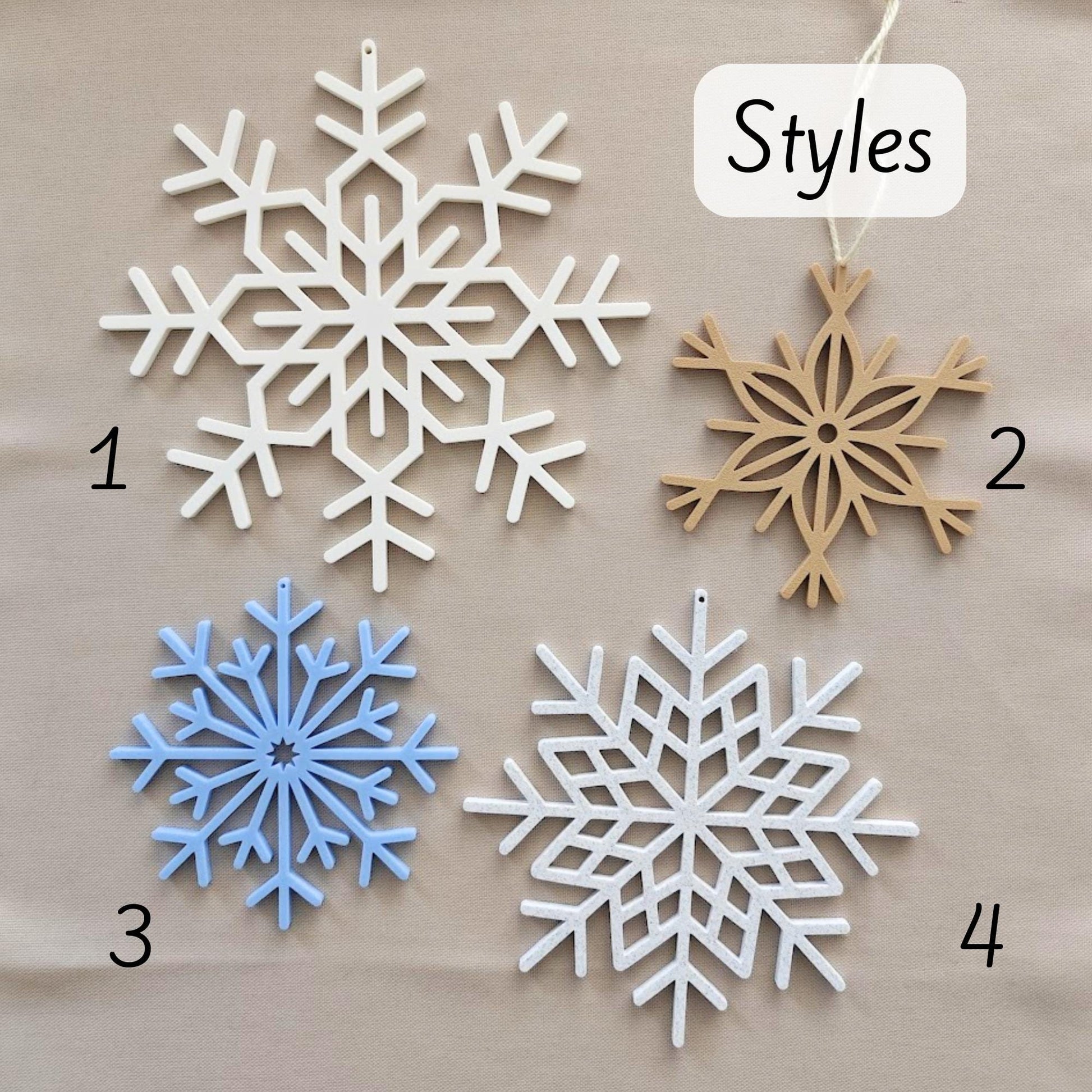 Large Snowflake Hanging Decorations, 3D Printed with Holiday Decor, Christmas Tree Ornaments, Gift Wrapping