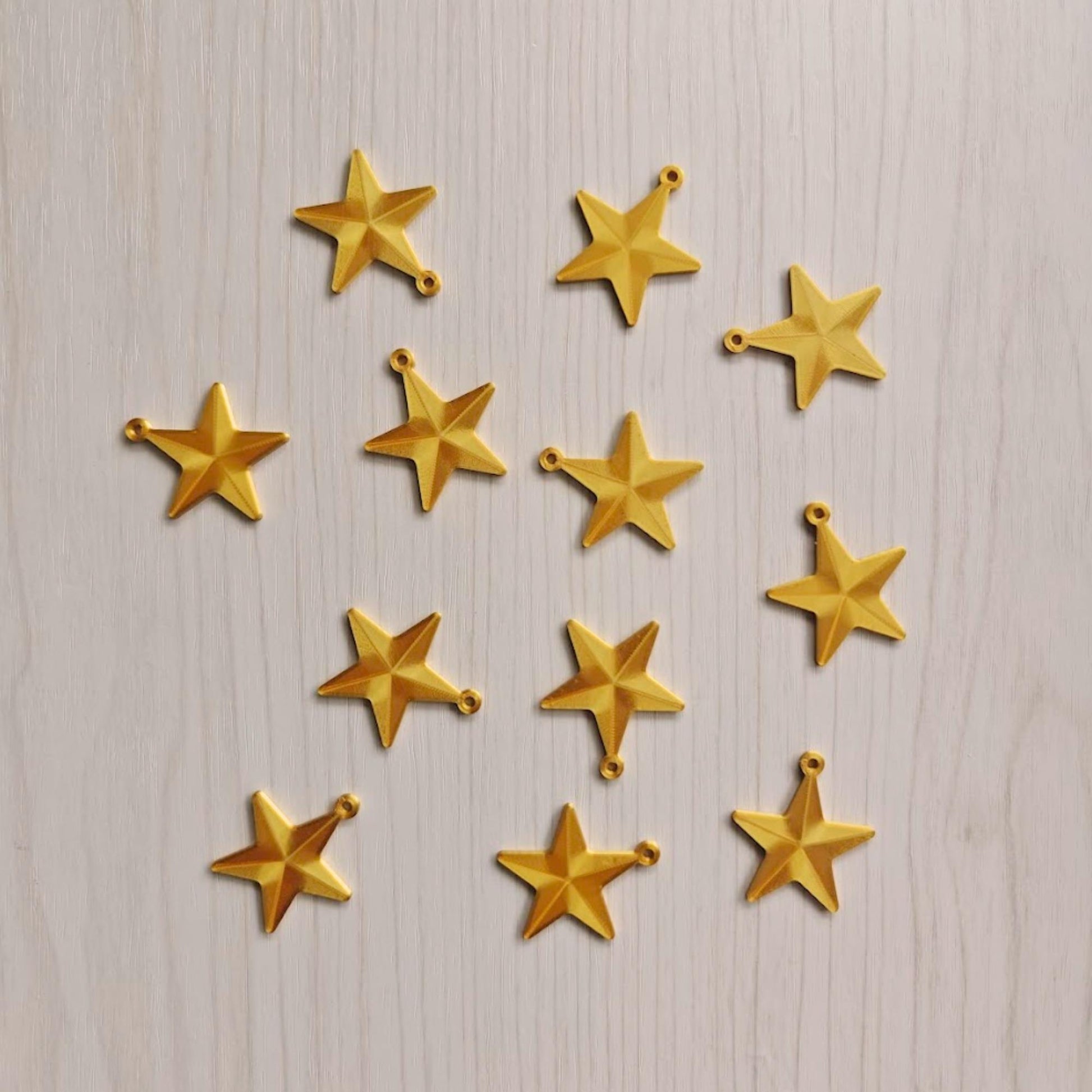 Mini Star Ornaments, Gold Star Charms for Keychains, Gift Wrapping, Christmas Crafts & Festive Decor, 3d print